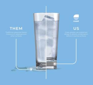 A them-vs-us graphic used throughout Coast's marketing and packaging